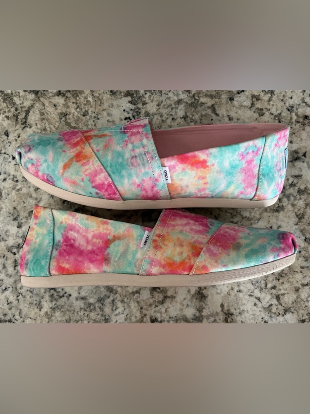 Toms Like New Alpargata Tie Dye Print Aloe Green Canvas Slip Ons Loafers Size 8 - Picture 4 of 11